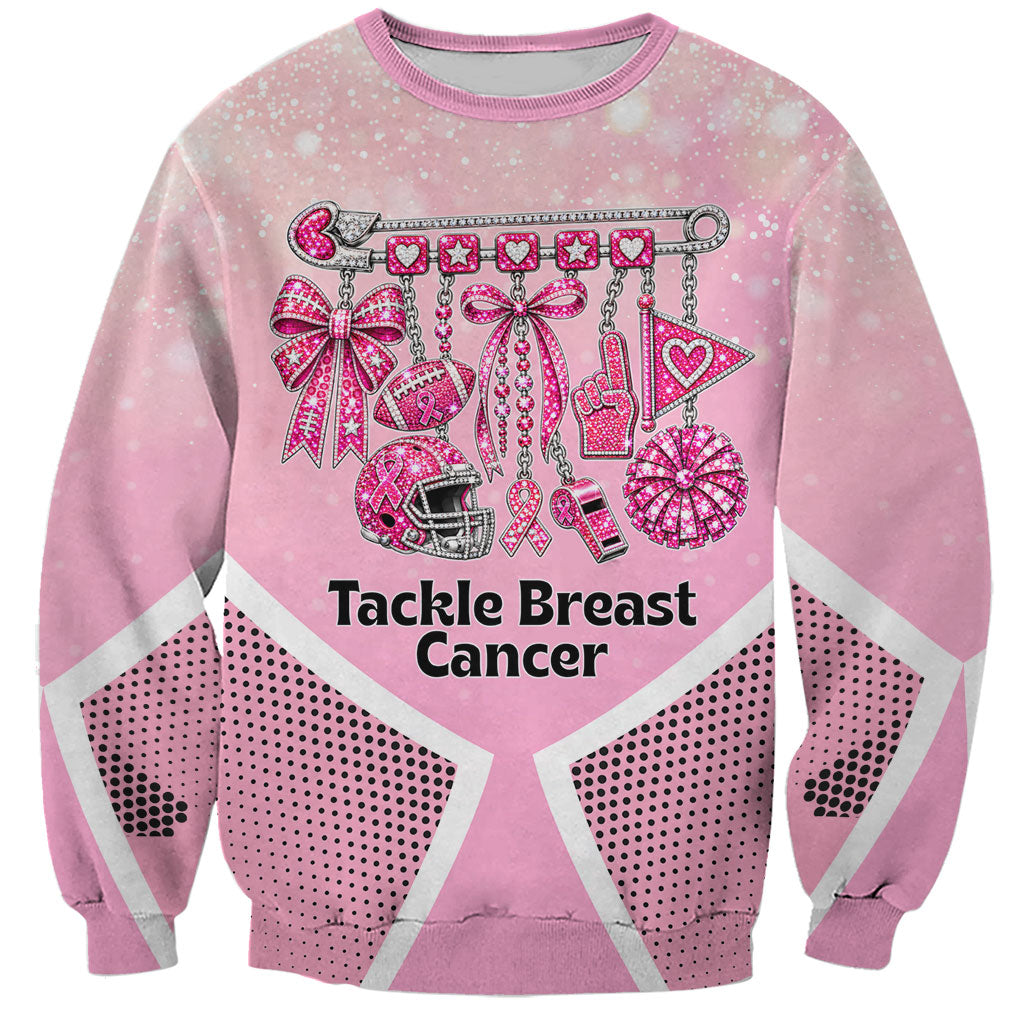Breast Cancer Awareness Football Sweatshirt Pink Out Gridiron Tackle Cancer Ribbon Charm