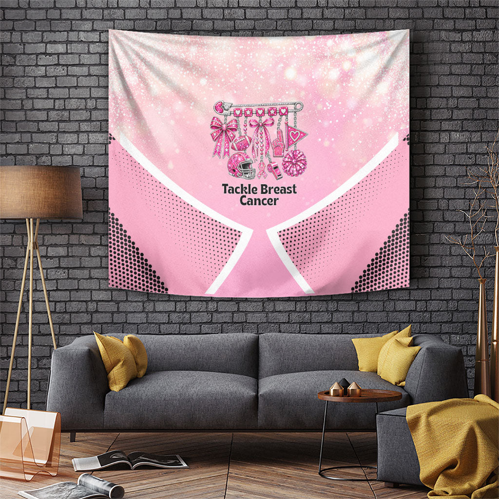 Breast Cancer Awareness Football Tapestry Pink Out Gridiron Tackle Cancer Ribbon Charm