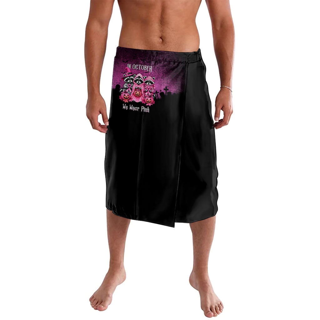 Breast Cancer Awareness Halloween Raccoon Lavalava In October We Wear Pink Ghost Raccoon Ribbon