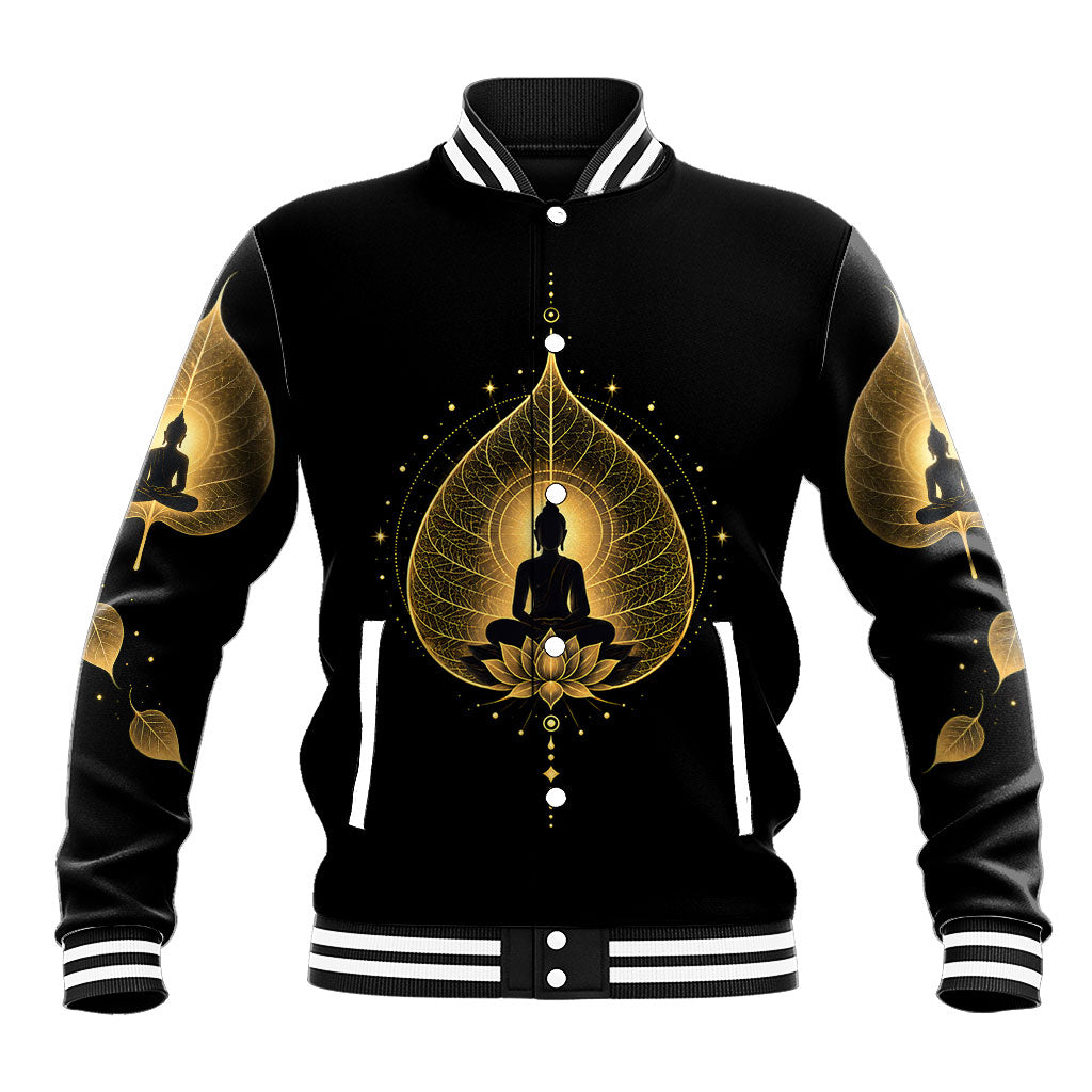 Bodhi Day Baseball Jacket Golden Spiritual Zen Meditation Art