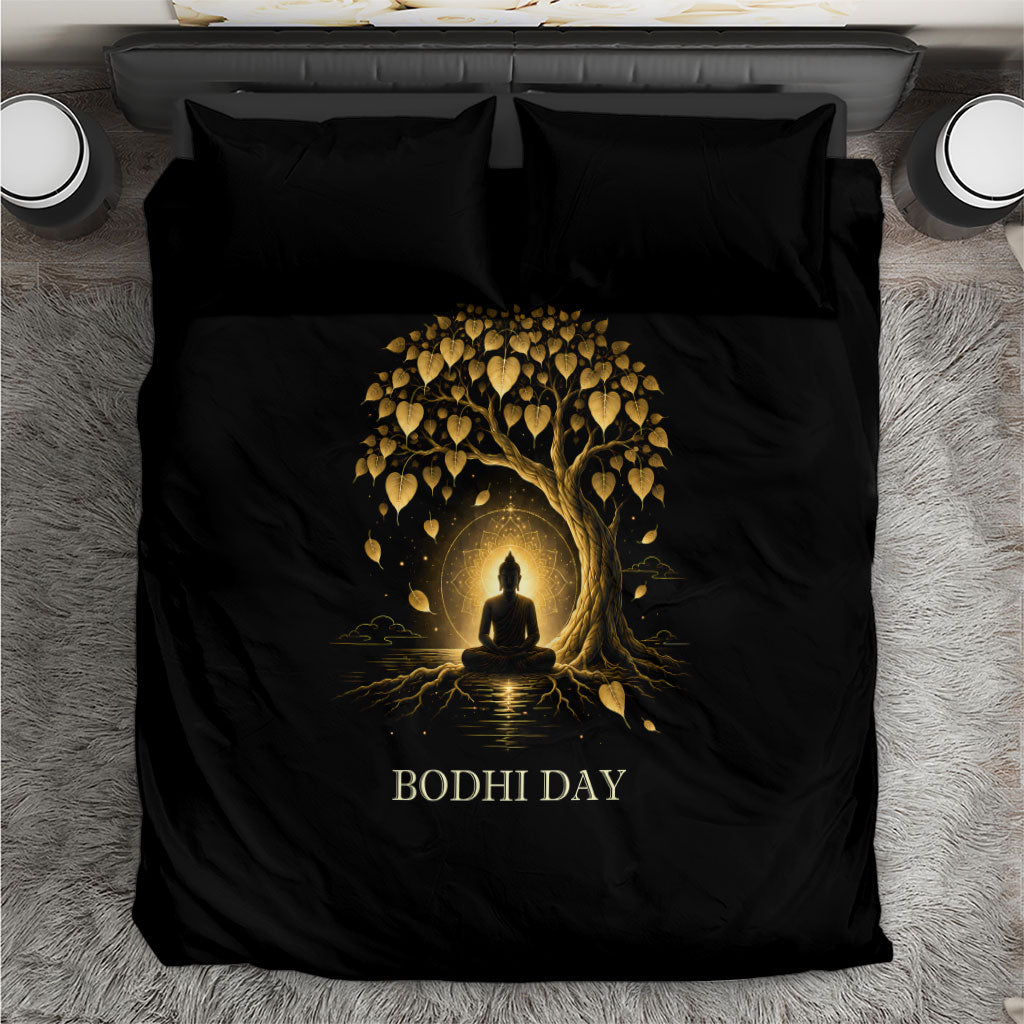 Bodhi Day Bedding Set Golden Spiritual Zen Meditation Art