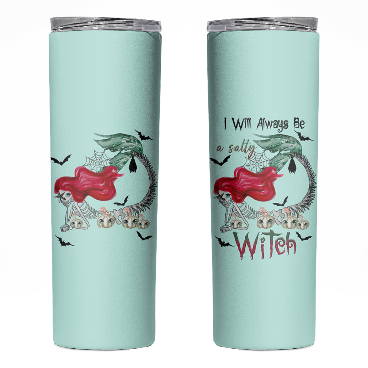 Salty Witch Mermaid Halloween Skinny Tumbler