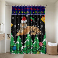 Malaysia Christmas Bathroom Set with Tiger Santa Hat Snowflakes and Holiday Tree Pattern - Wonder Print Shop
