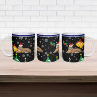 Malaysia Christmas Ceramic Mug with Tiger Santa Hat Snowflakes and Holiday Tree Pattern - Wonder Print Shop