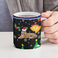 Malaysia Christmas Ceramic Mug with Tiger Santa Hat Snowflakes and Holiday Tree Pattern - Wonder Print Shop