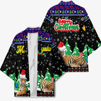 Malaysia Christmas Kimono with Tiger Santa Hat Snowflakes and Holiday Tree Pattern - Wonder Print Shop