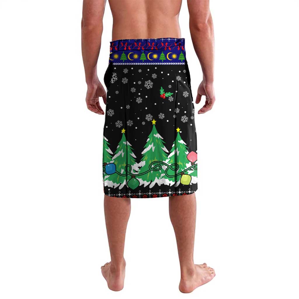 Malaysia Christmas Lavalava with Tiger Santa Hat Snowflakes and Holiday Tree Pattern - Wonder Print Shop
