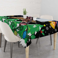Malaysia Christmas Tablecloth with Tiger Santa Hat Snowflakes and Holiday Tree Pattern - Wonder Print Shop