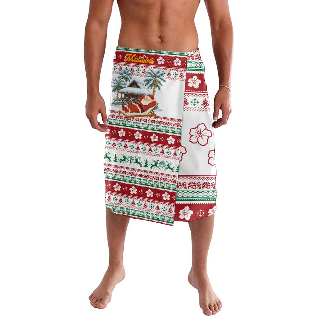 Maldives Christmas Lavalava with Santa Claus Hammock Palm Trees and Tropical - Wonder Print Shop