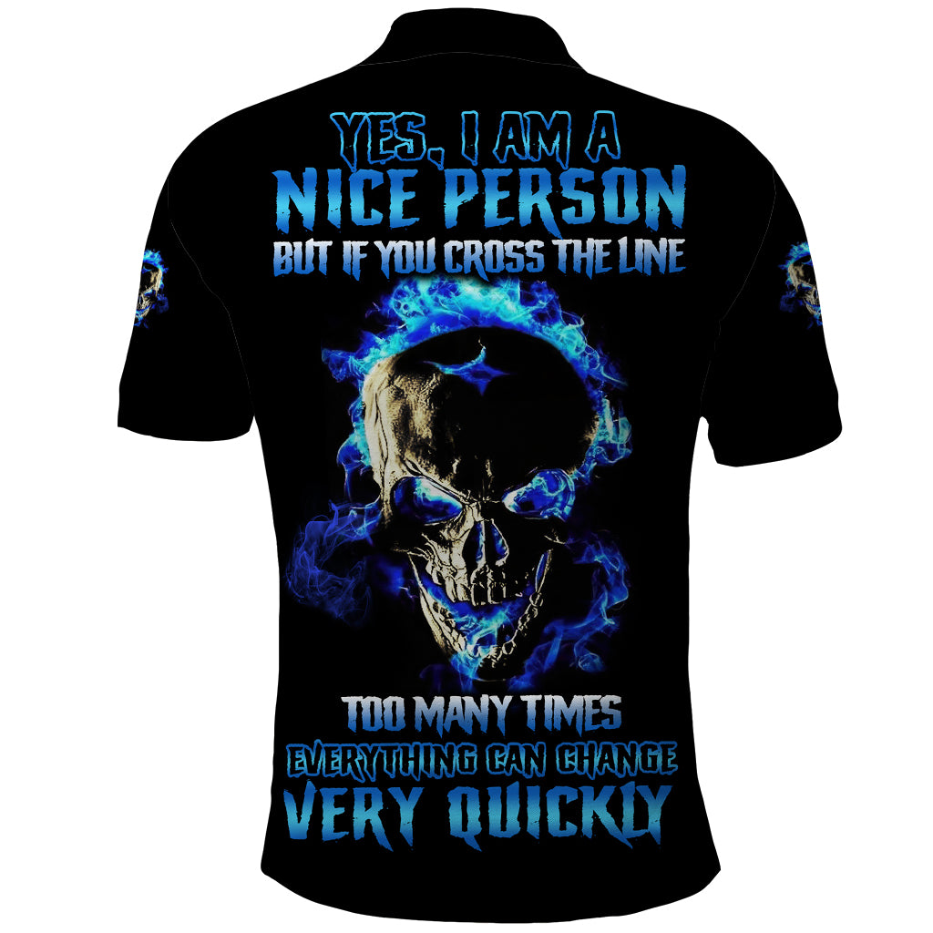 Yes I'm A Nice Person Skull Fire Polo Shirt - Wonder Print Shop