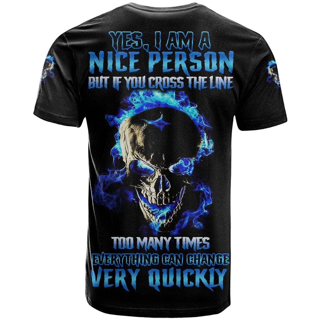 Yes I'm A Nice Person Skull Fire T Shirt - Wonder Print Shop