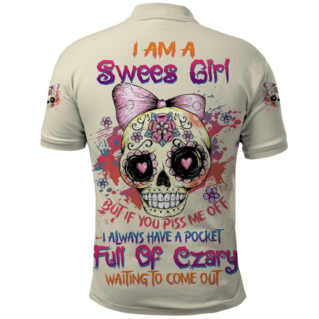 I Am A Sweet Girl Skull Polo Shirt - Wonder Print Shop