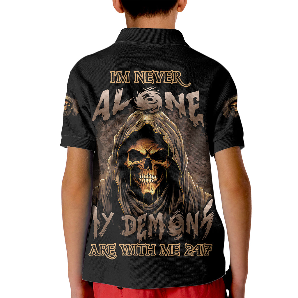 I'm Never Alone Skull Reaper Kid Polo Shirt - Wonder Print Shop