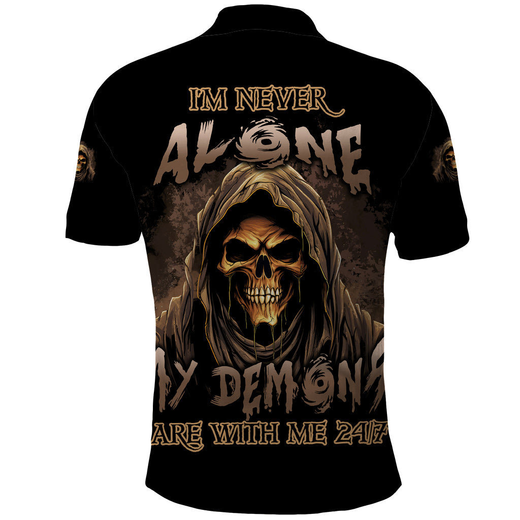 I'm Never Alone Skull Reaper Polo Shirt - Wonder Print Shop