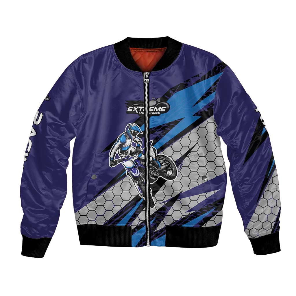 Custom Extreme Motocross Racing Bomber Jacket with Rider Graphic - Wonder Print Shop