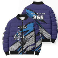 Custom Extreme Motocross Racing Bomber Puffer Jacket with Rider Graphic - Wonder Print Shop