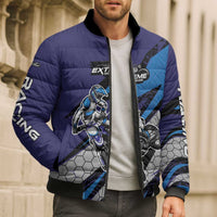 Custom Extreme Motocross Racing Bomber Puffer Jacket with Rider Graphic - Wonder Print Shop