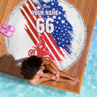Custom Patriotic Motocross Beach Blanket with American Flag - Wonder Print Shop