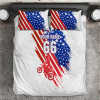 Custom Patriotic Motocross Bedding Set with American Flag - Wonder Print Shop