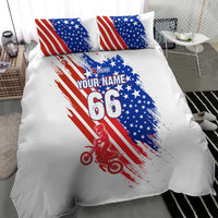 Custom Patriotic Motocross Bedding Set with American Flag - Wonder Print Shop