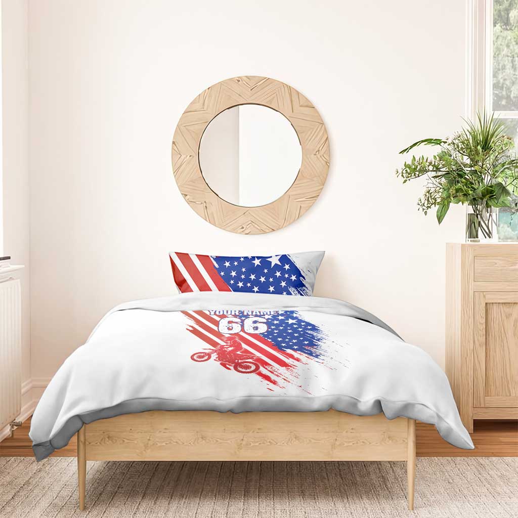 Custom Patriotic Motocross Bedding Set with American Flag - Wonder Print Shop