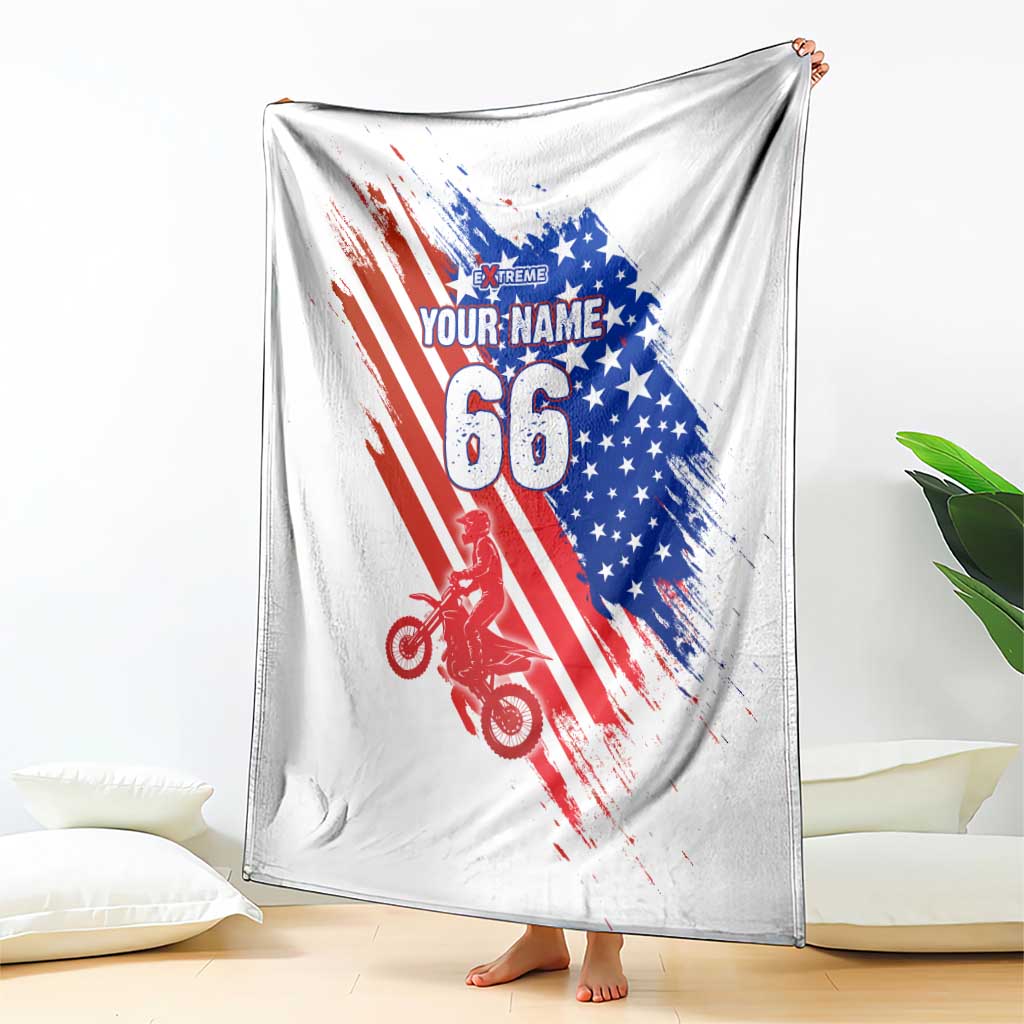 Custom Patriotic Motocross Blanket with American Flag - Wonder Print Shop
