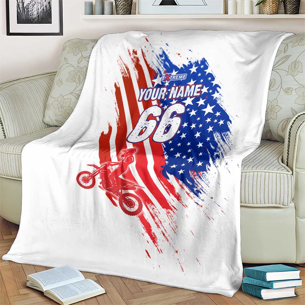Custom Patriotic Motocross Blanket with American Flag - Wonder Print Shop