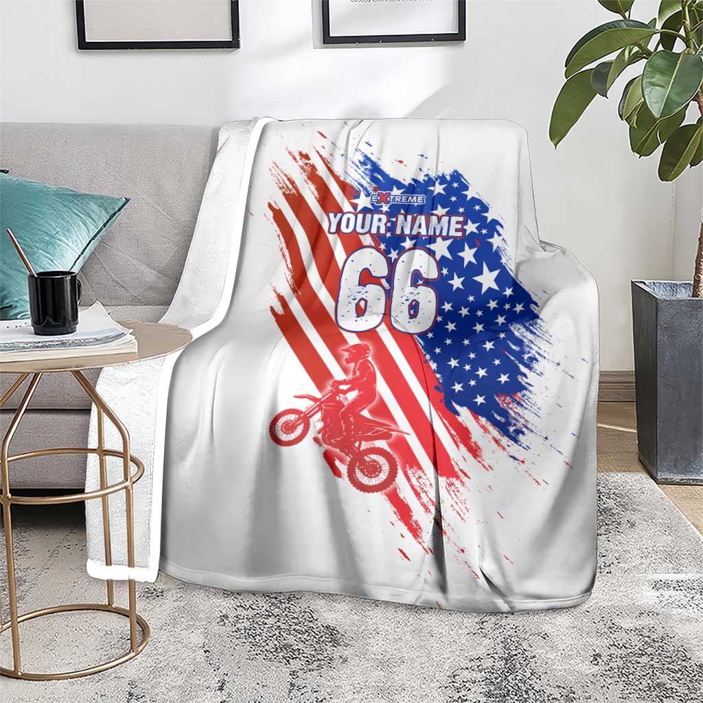 Custom Patriotic Motocross Blanket with American Flag - Wonder Print Shop