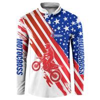 Custom Patriotic Motocross Button Sweatshirt with American Flag - Wonder Print Shop