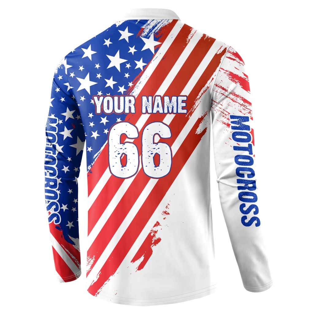 Custom Patriotic Motocross Button Sweatshirt with American Flag - Wonder Print Shop