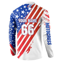 Custom Patriotic Motocross Button Sweatshirt with American Flag - Wonder Print Shop