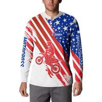 Custom Patriotic Motocross Button Sweatshirt with American Flag - Wonder Print Shop