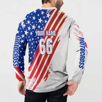 Custom Patriotic Motocross Button Sweatshirt with American Flag - Wonder Print Shop