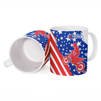 Custom Patriotic Motocross Ceramic Mug with American Flag - Wonder Print Shop