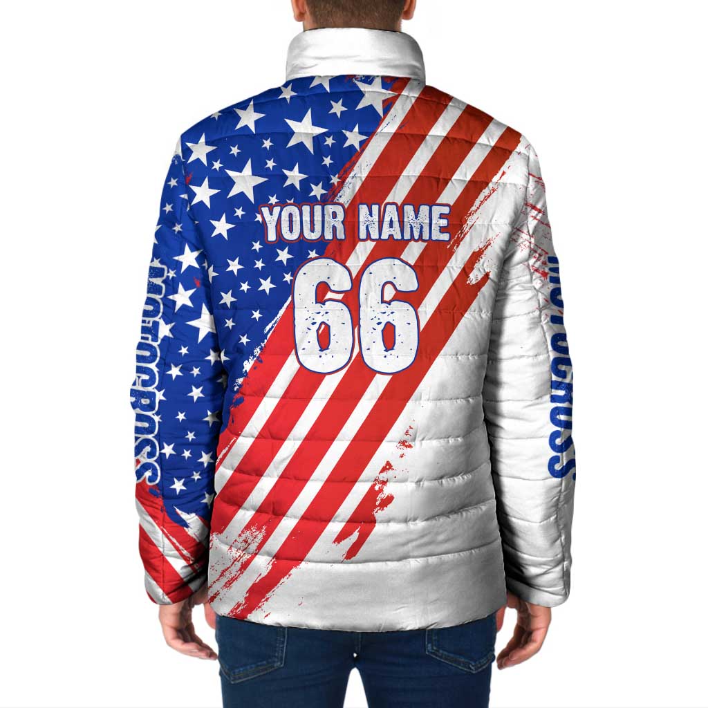 Custom Patriotic Motocross Padded Jacket with American Flag - Wonder Print Shop