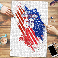 Custom Patriotic Motocross Puzzle with American Flag - Wonder Print Shop