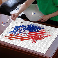 Custom Patriotic Motocross Puzzle with American Flag - Wonder Print Shop