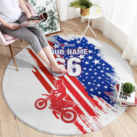 Custom Patriotic Motocross Round Carpet with American Flag - Wonder Print Shop