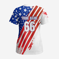 Custom Patriotic Motocross Scrub Top with American Flag - Wonder Print Shop