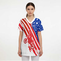 Custom Patriotic Motocross Scrub Top with American Flag - Wonder Print Shop