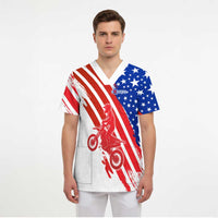 Custom Patriotic Motocross Scrub Top with American Flag - Wonder Print Shop