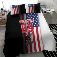 Custom Patriotic Eagle Motocross Bedding Set with American Flag and Rider Design - Wonder Print Shop