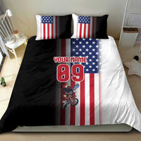 Custom Patriotic Eagle Motocross Bedding Set with American Flag and Rider Design - Wonder Print Shop