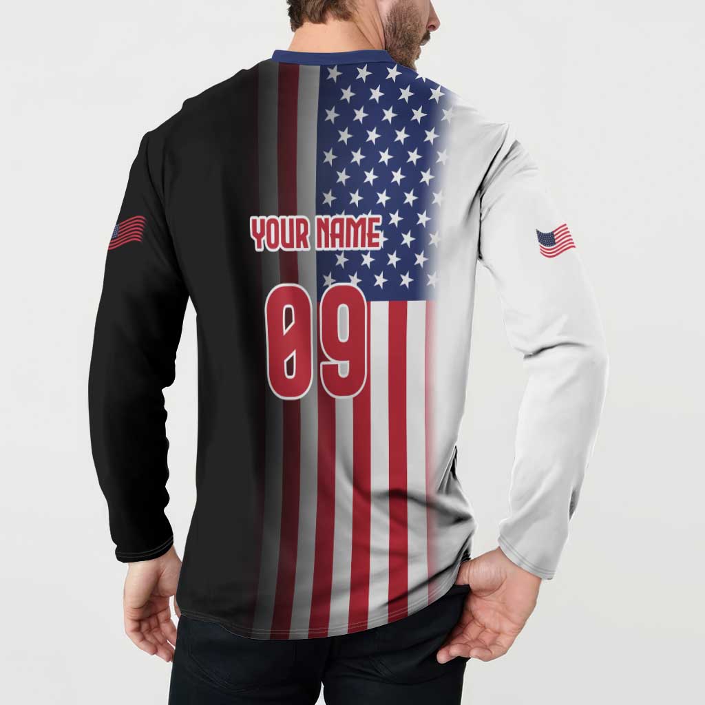 Custom Patriotic Eagle Motocross Button Sweatshirt with American Flag and Rider Design - Wonder Print Shop