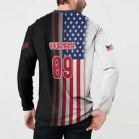 Custom Patriotic Eagle Motocross Button Sweatshirt with American Flag and Rider Design - Wonder Print Shop