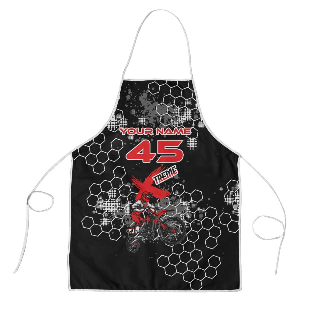 Custom Motocross Dirt Bike Apron with Red Rider and Honeycomb Grunge Design - Wonder Print Shop