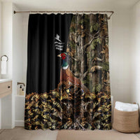 Pheasant Hunting Bathroom Set with Woodland Forest Scene and Autumn Foliage Pattern - Wonder Print Shop