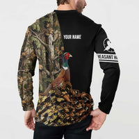Custom Pheasant Hunting Button Sweatshirt with Woodland Forest Scene and Autumn Foliage Pattern - Wonder Print Shop