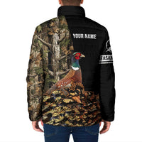 Custom Pheasant Hunting Padded Jacket with Woodland Forest Scene and Autumn Foliage Pattern - Wonder Print Shop
