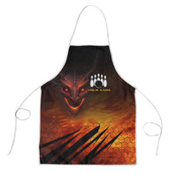 Custom Fiery Dragon Bowling Apron with Flaming Ball and Hexagon Flame Pattern - Wonder Print Shop